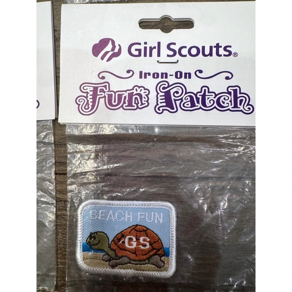 Vintage Girl Scouts NOS Beach Fun Turtle Iron-On Patch Lot of 4 Sealed